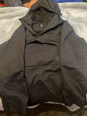 Men's Black Hooded Anorak Jacket